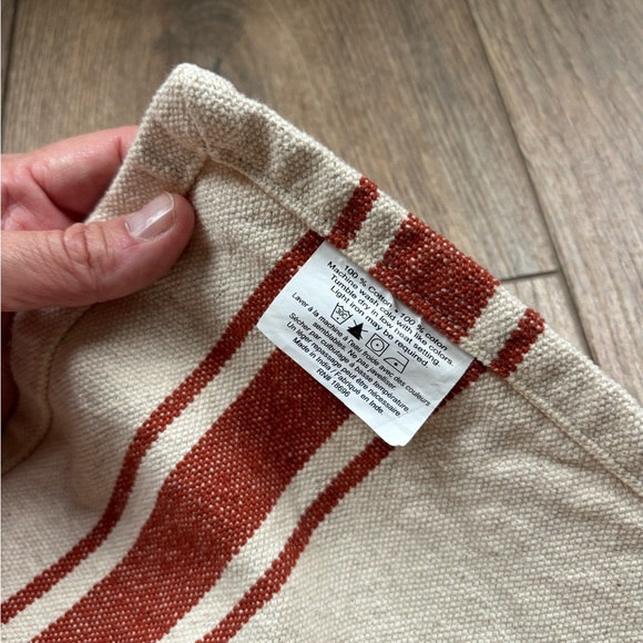 French Stripe Table Runner 80” Cream Burnt Orange Farmhouse Cotton European - Picture 3 of 6